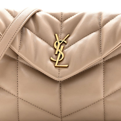 Saint Laurent Lambskin Quilted Toy Loulou Puffer Monogram Chain Satchel Dark Beige 8 of 12