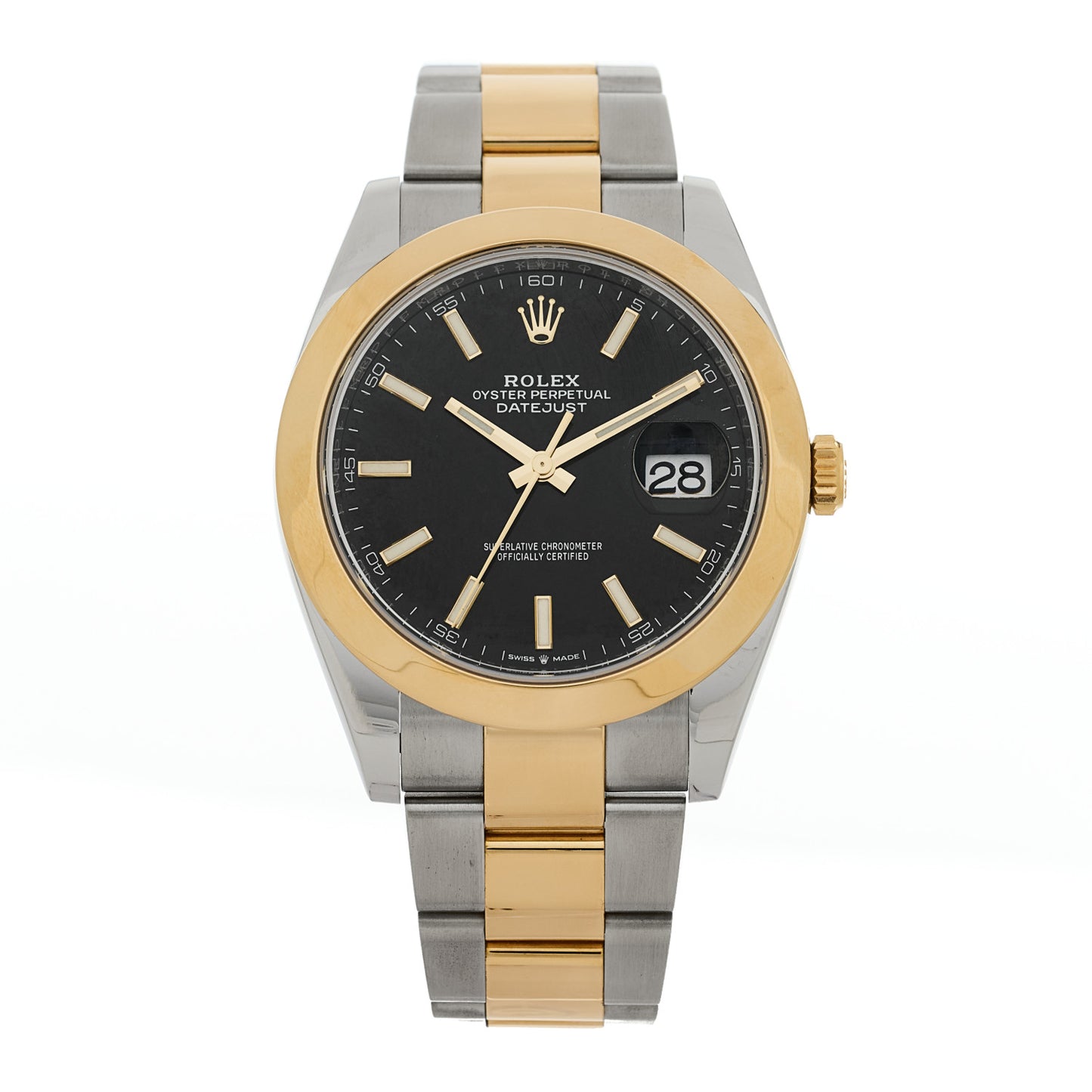 Stainless Steel 18K Yellow Gold 41mm Oyster Perpetual Datejust Watch Black 126303