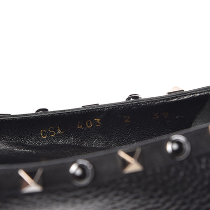 Valentino Garavani Pebbled Calfskin Onyx Rockstud Rolling Ballerina Flats 39 Black 8 of 10