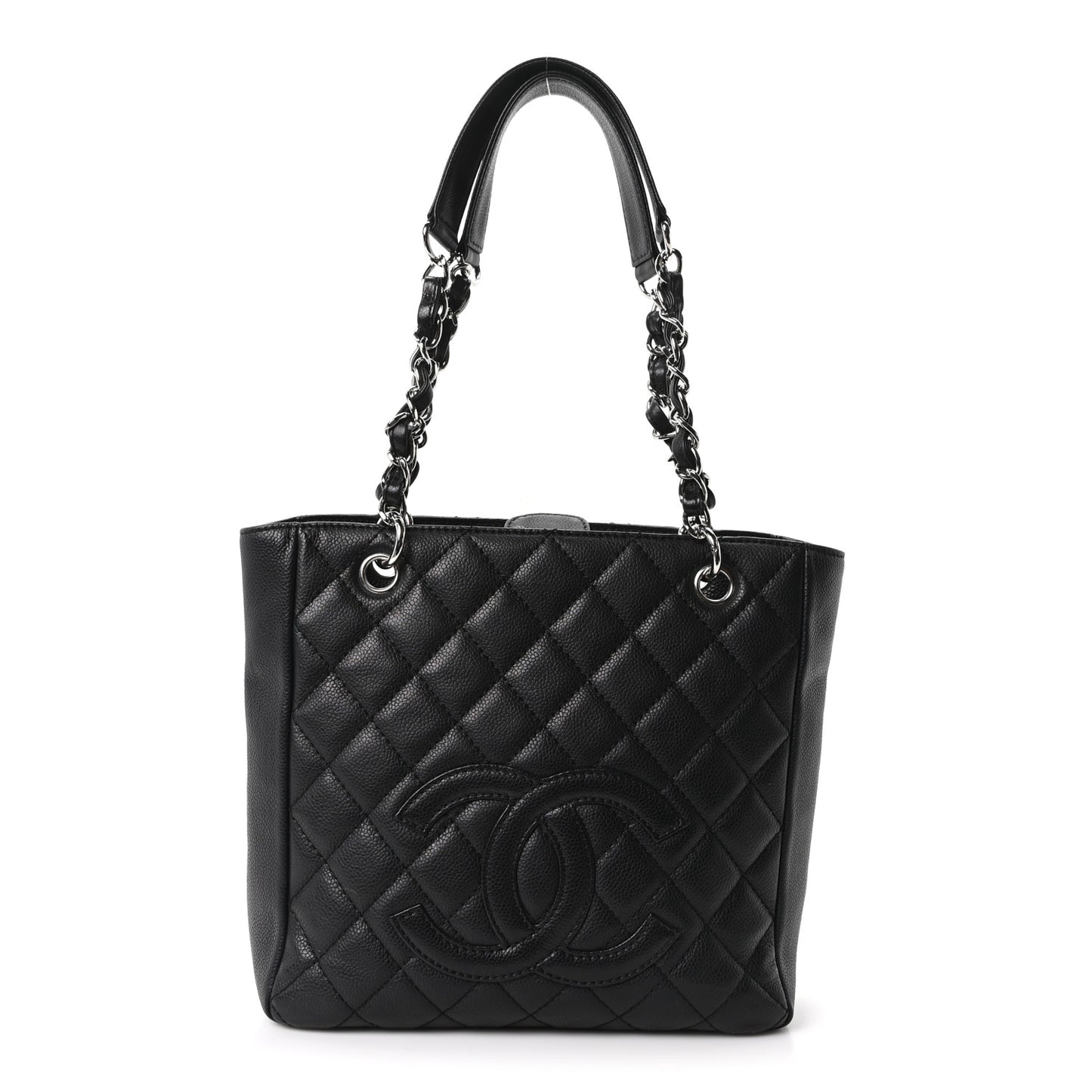 Caviar Quilted Petit Shopping Tote PST Black