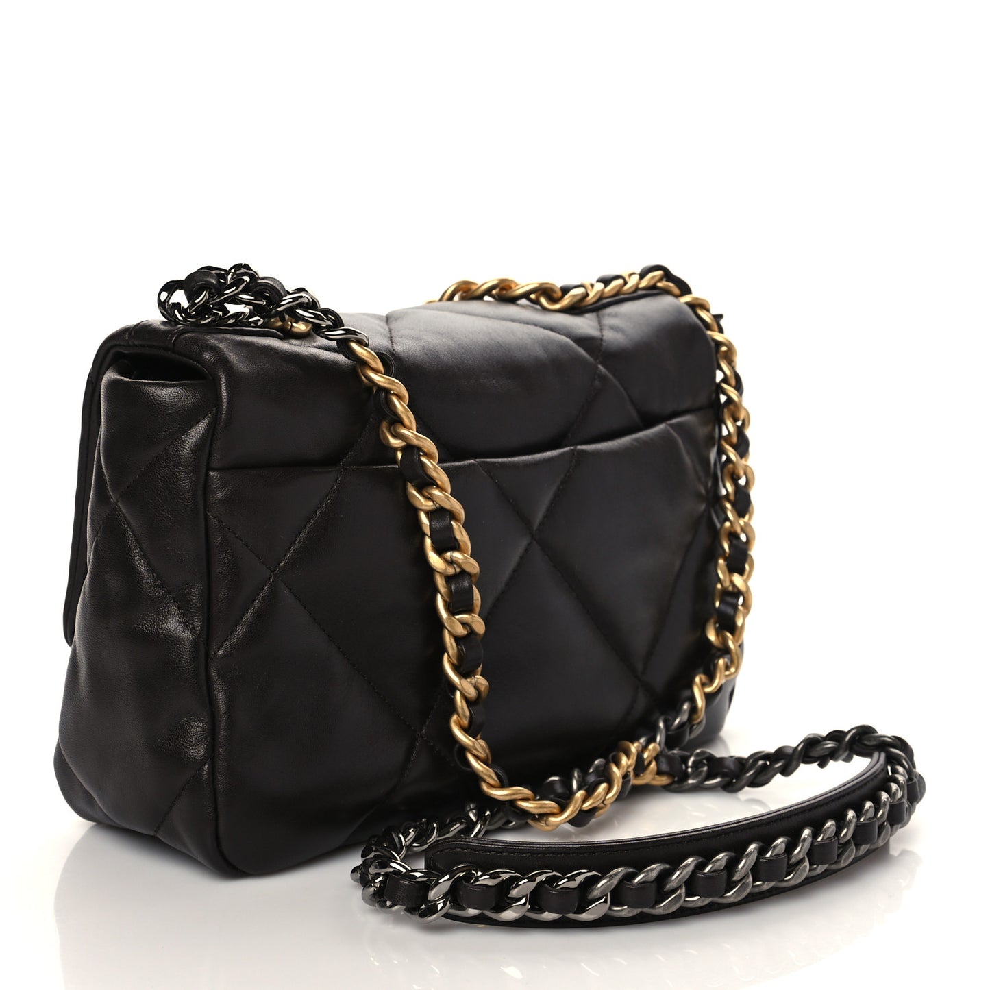 Lambskin Quilted Medium Chanel 19 Flap Dark Brown