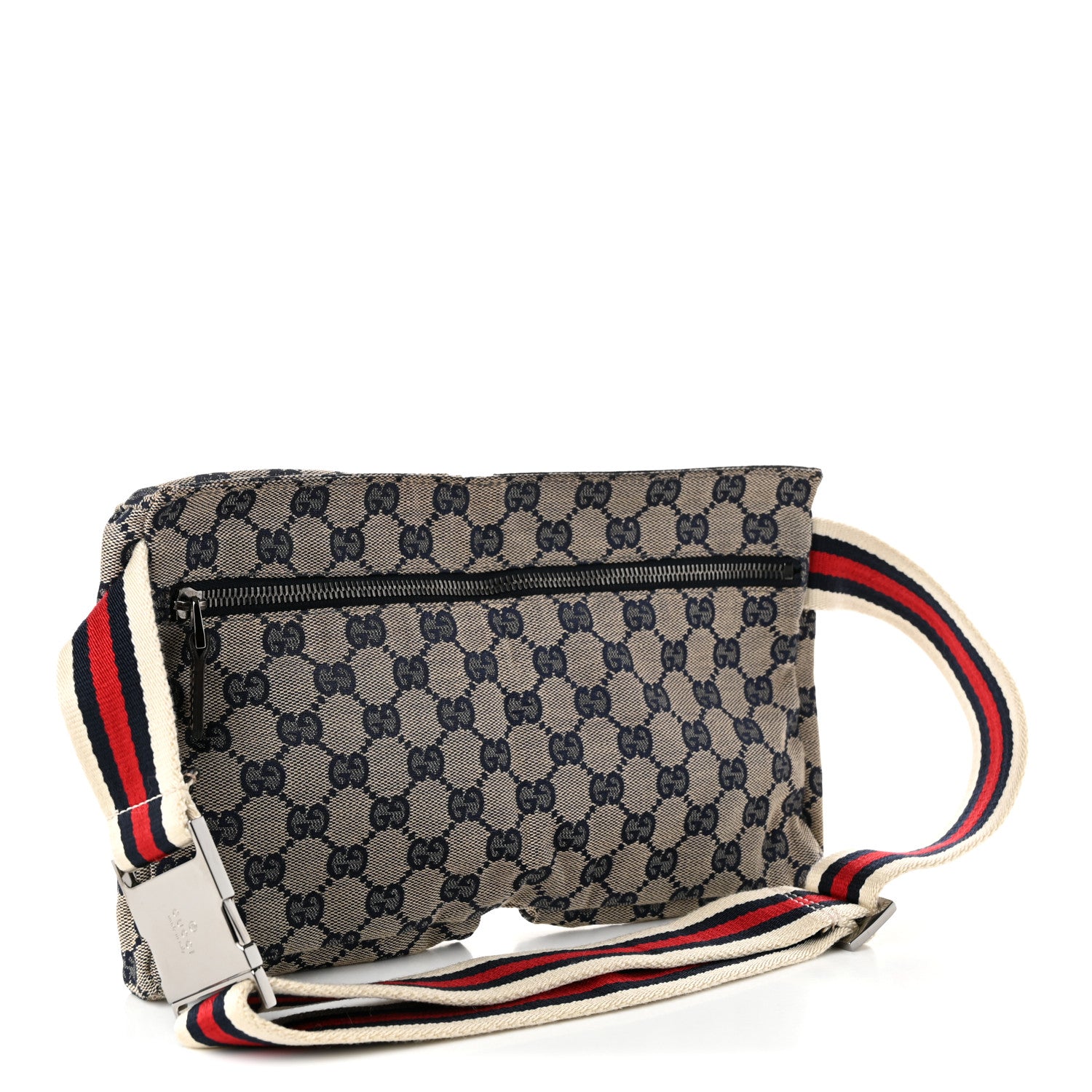 Gucci GG Monogram Web Double Pocket Belt Bag Navy 3 of 11