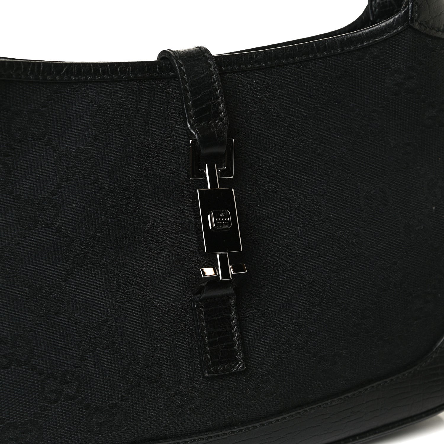Gucci Denim Monogram Small Jackie O Hobo Black 16 of 17