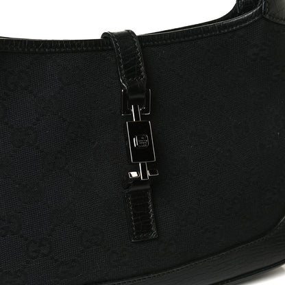 Gucci Denim Monogram Small Jackie O Hobo Black 16 of 17