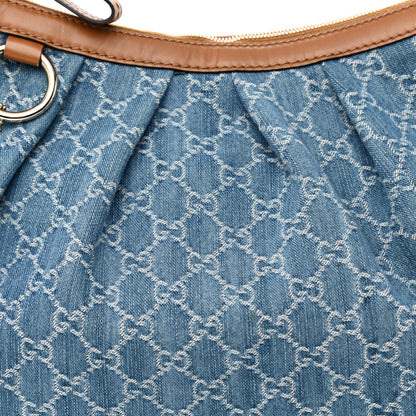 Gucci Denim Monogram Medium Sukey Hobo Blue 8 of 12