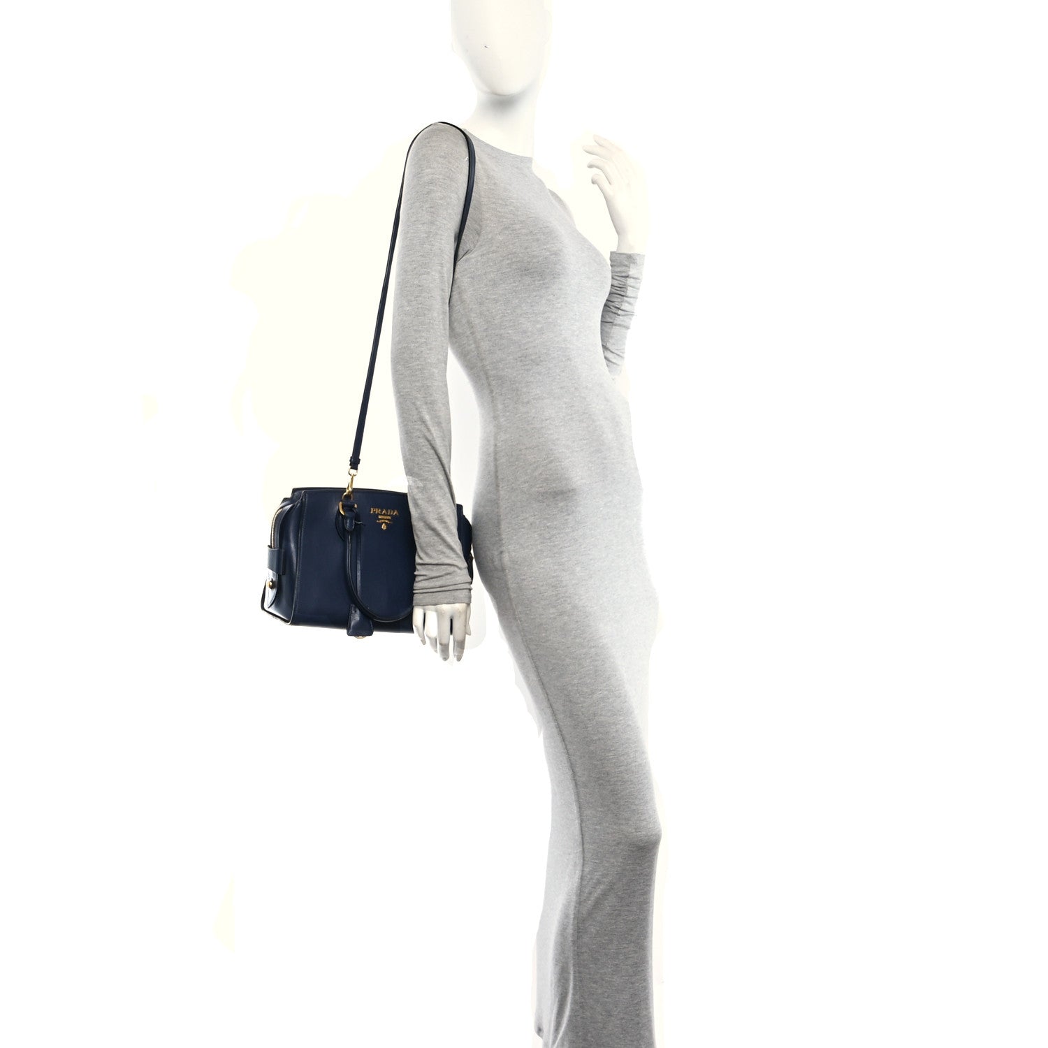 Prada Saffiano Soft Calfskin Double Handle Satchel Baltico 2 of 10