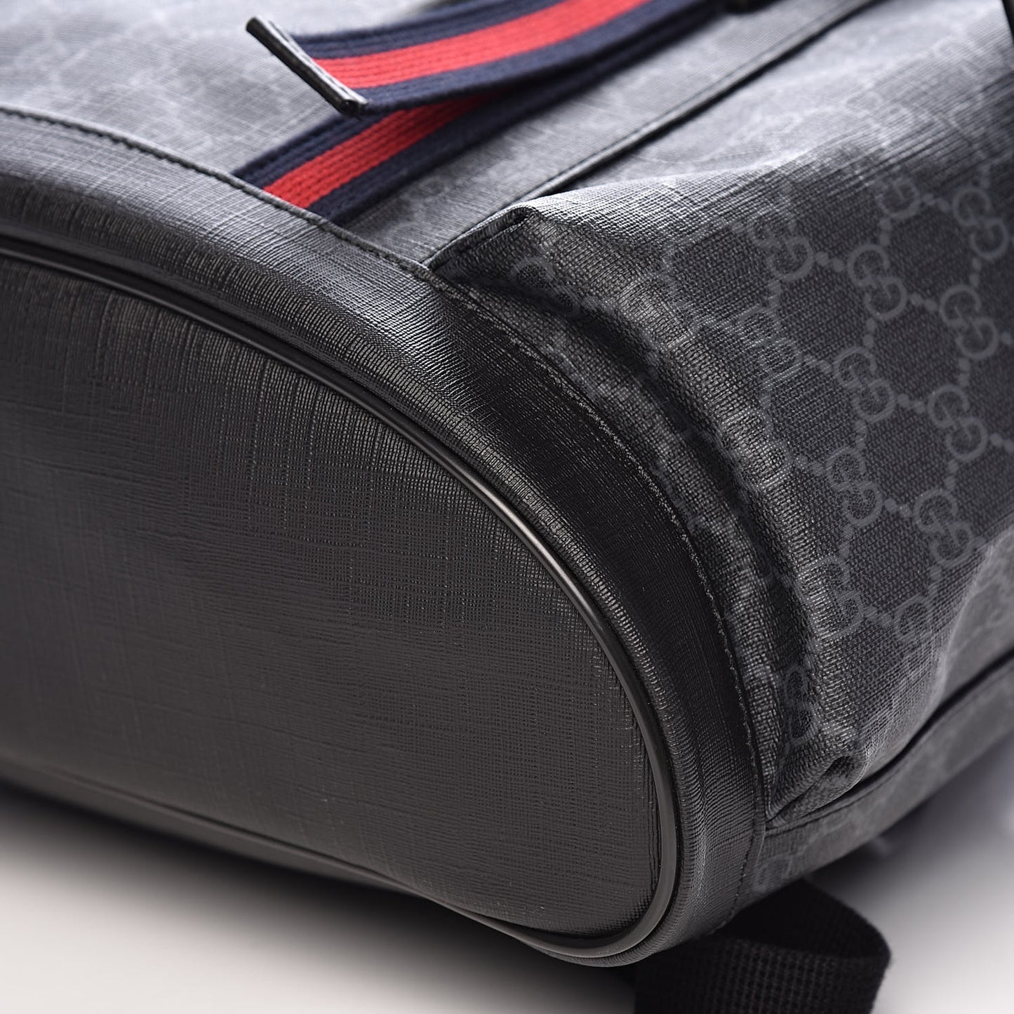 Soft GG Supreme Monogram Appia Calfskin Web Double Buckle Backpack Black