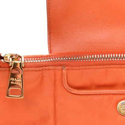 Prada Tessuto Nylon Saffiano Tote Papaya 13 of 15