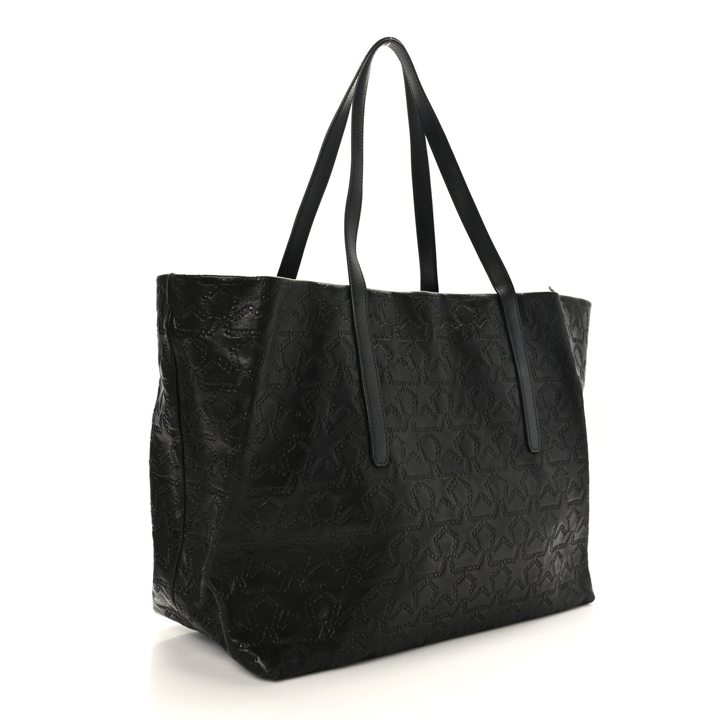 Calfskin Star Embossed Tote Black