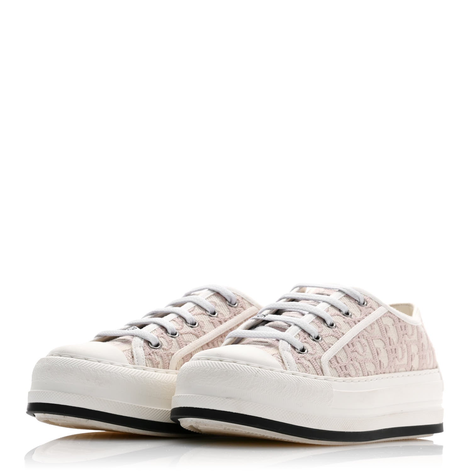 Christian Dior Canvas Lurex Oblique Walk'N'Dior Platform Sneakers 37.5 Powder Nude 3 of 13
