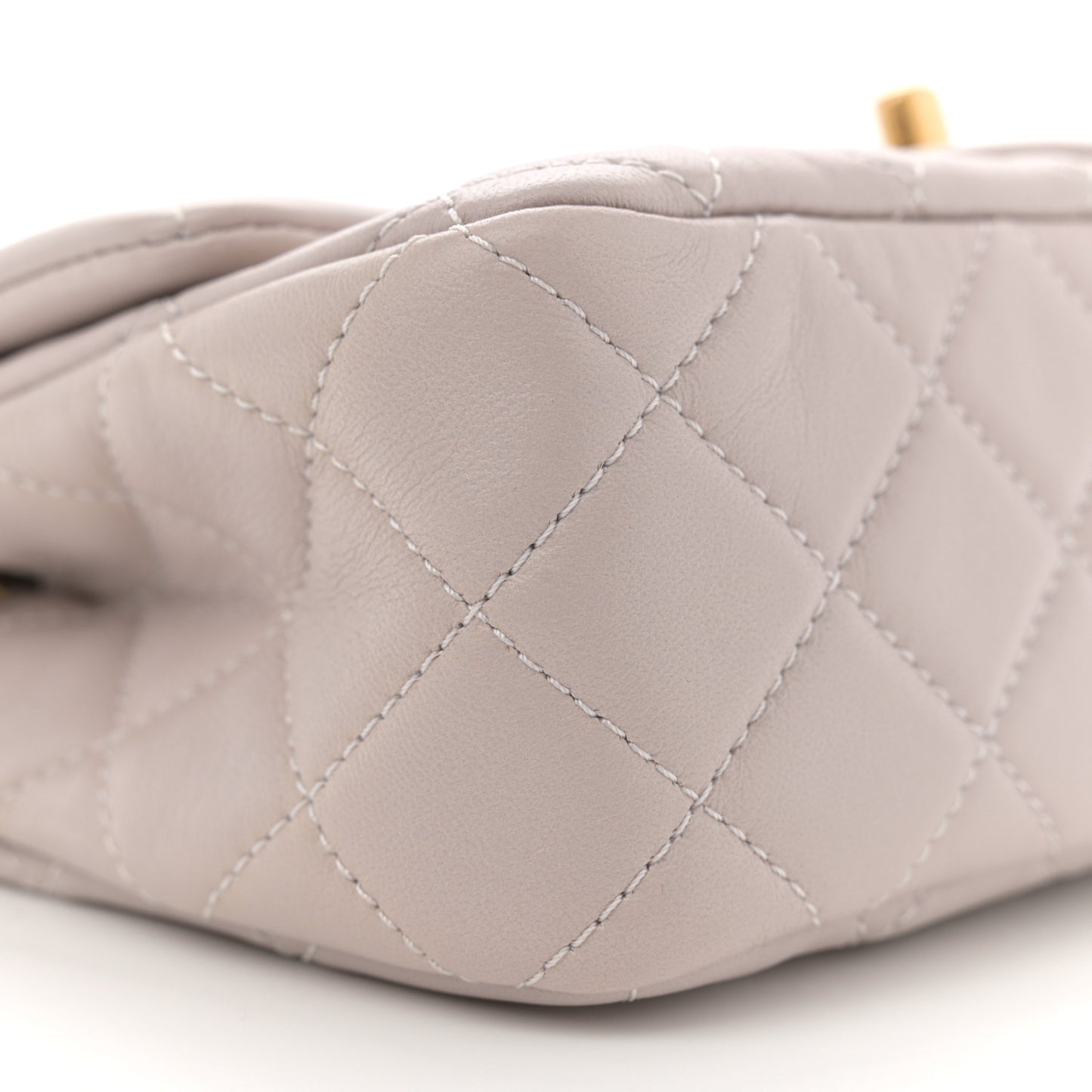 Lambskin Quilted Mini Rectangular Pearl Crush Flap Grey