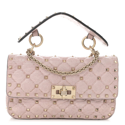 Valentino Garavani Craquele Nappa Small Rockstud Spike Shoulder Bag Water Rose 1 of 12