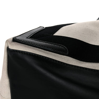 Balenciaga Cotton Canvas Calfskin M Navy Cabas Natural Black 14 of 16