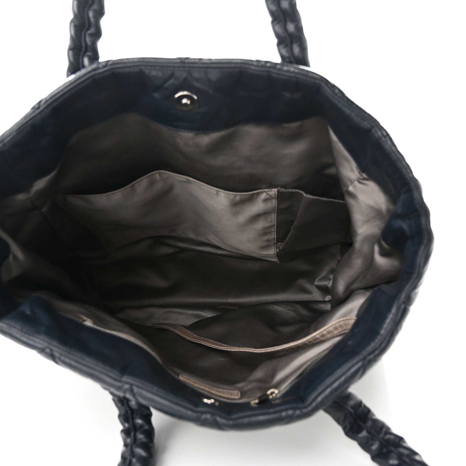 Chanel Lambskin Quilted Hidden Chain Tote Navy 5 of 10