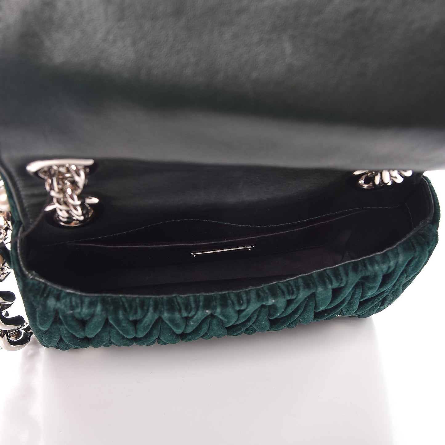 Velluto Matelasse Chain Shoulder Bag Smeraldo