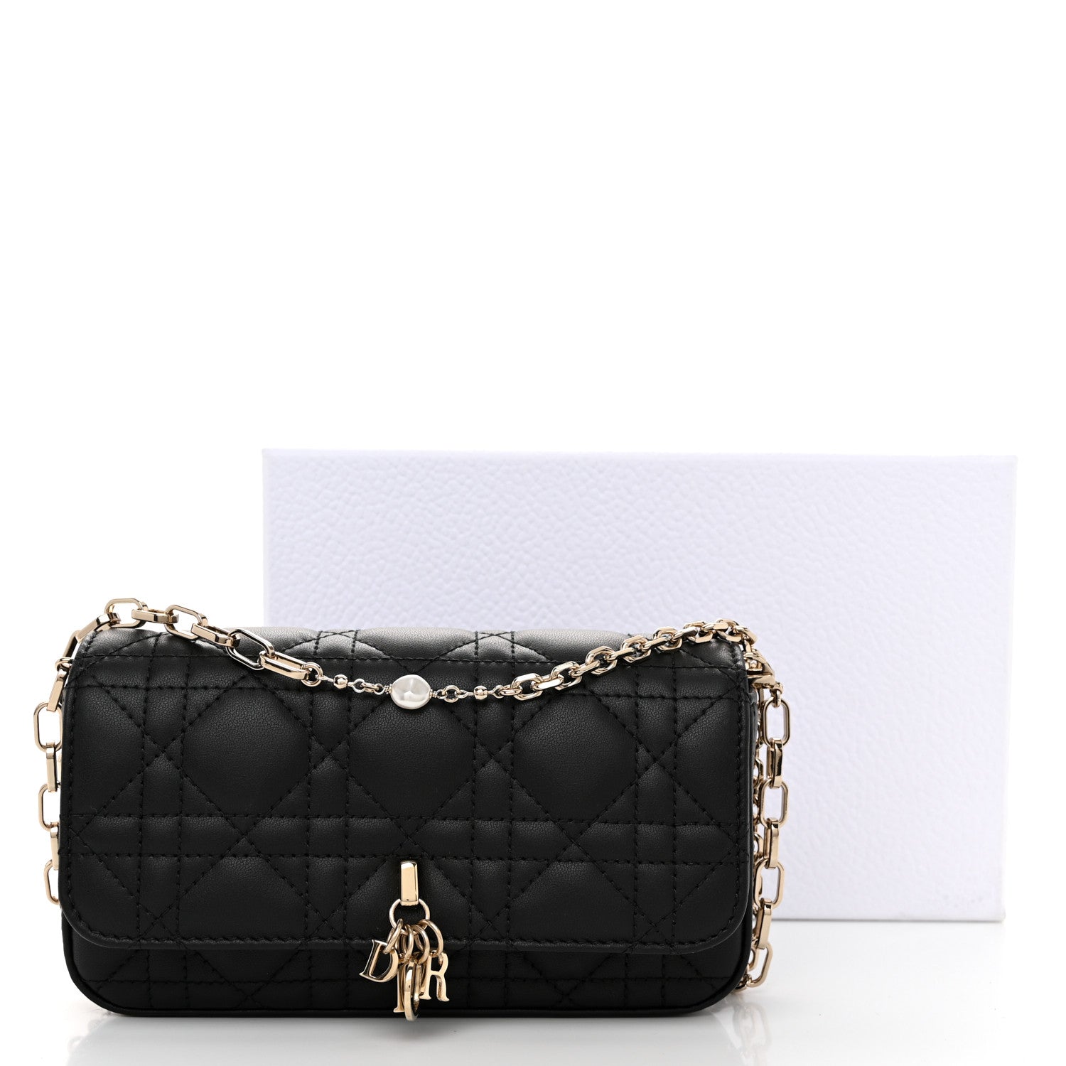 Christian Dior Lambskin Cannage Dior Talk Phone Pouch Black 11 of 11