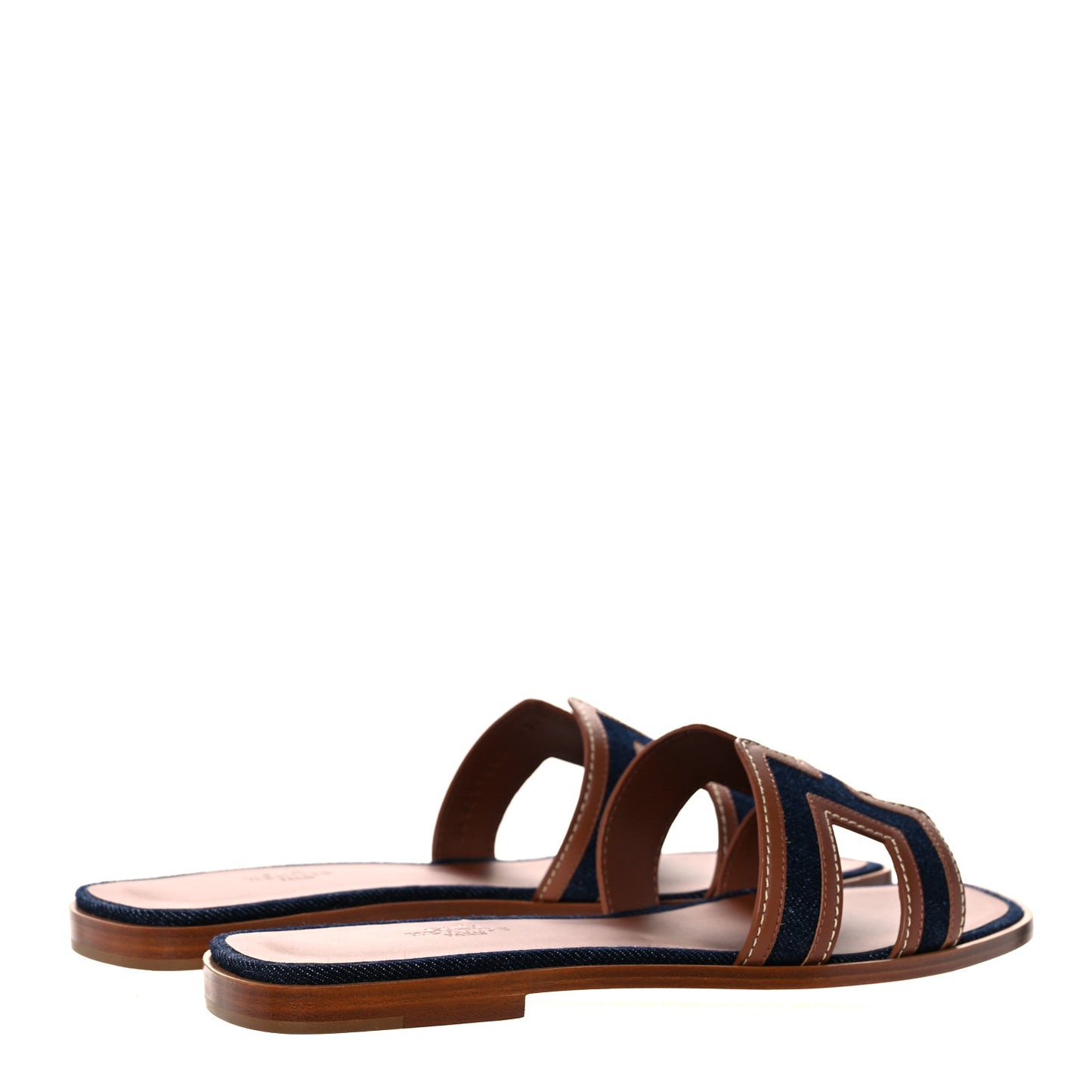 Calfskin Denim Oran Sandals 40 Bleu Brut Gold