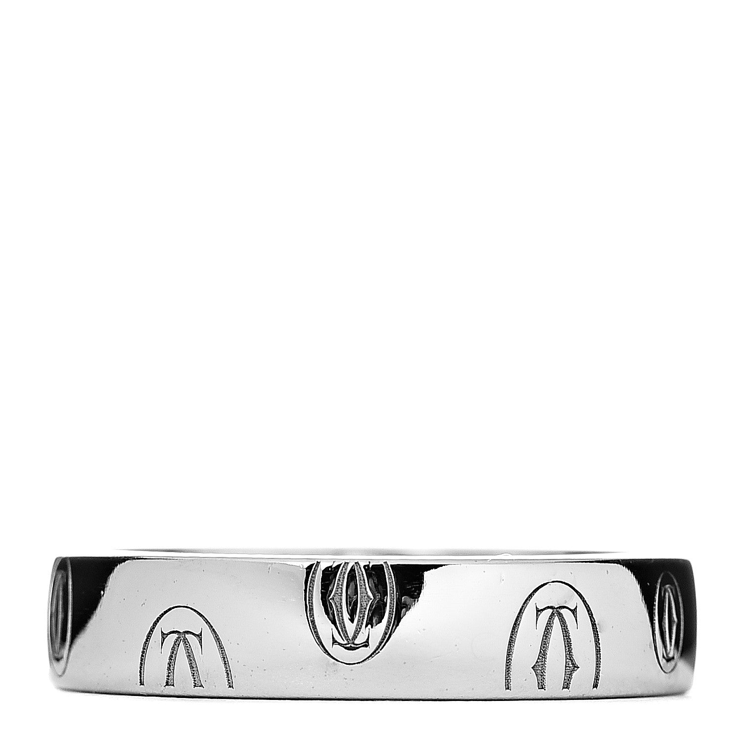 Cartier 18K White Gold 4mm Happy Birthday Band Ring 49 4.75 1 of 4