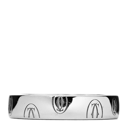 Cartier 18K White Gold 4mm Happy Birthday Band Ring 49 4.75 1 of 4