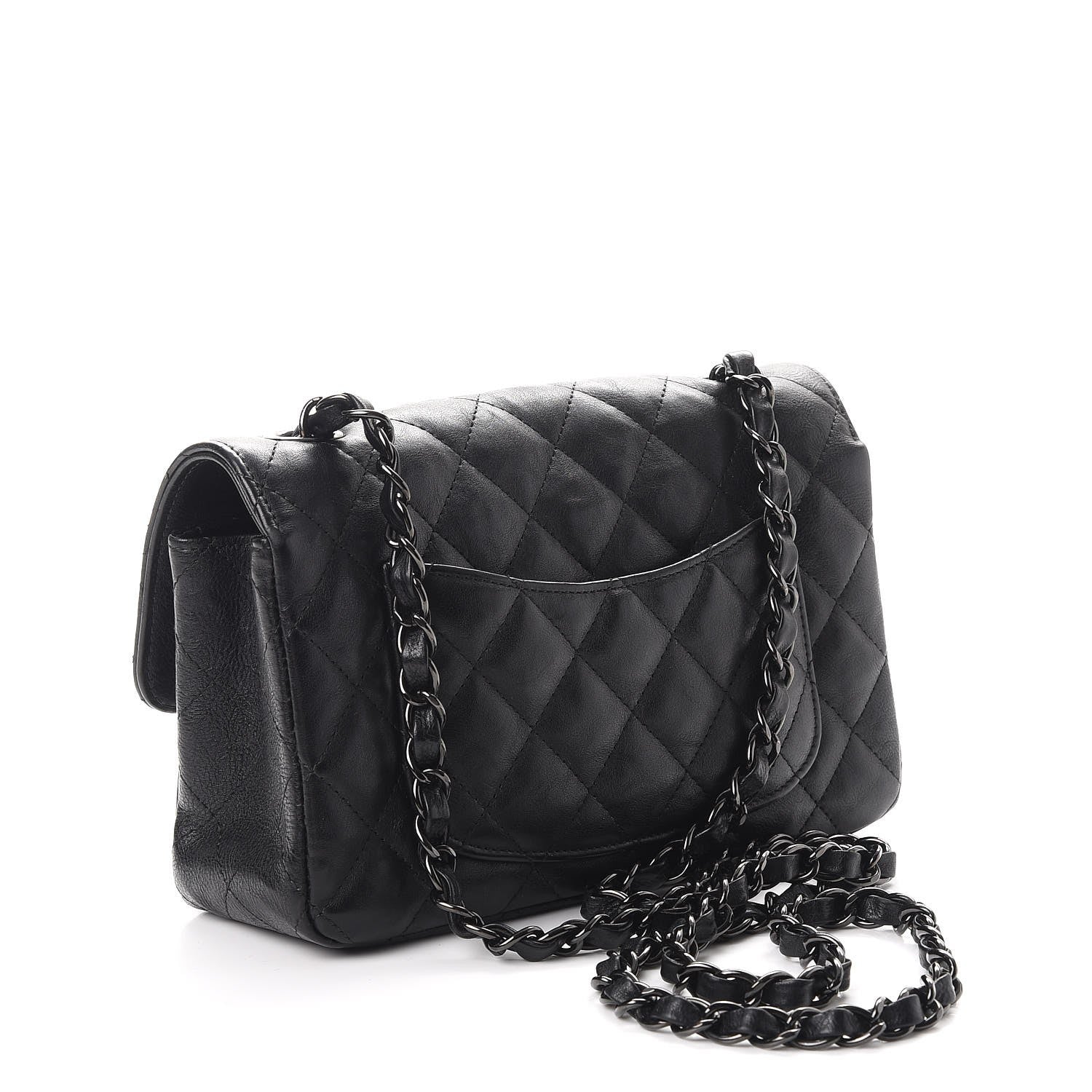 Chanel Crumpled Calfskin Quilted Mini Rectangular Flap So Black 3 of 7