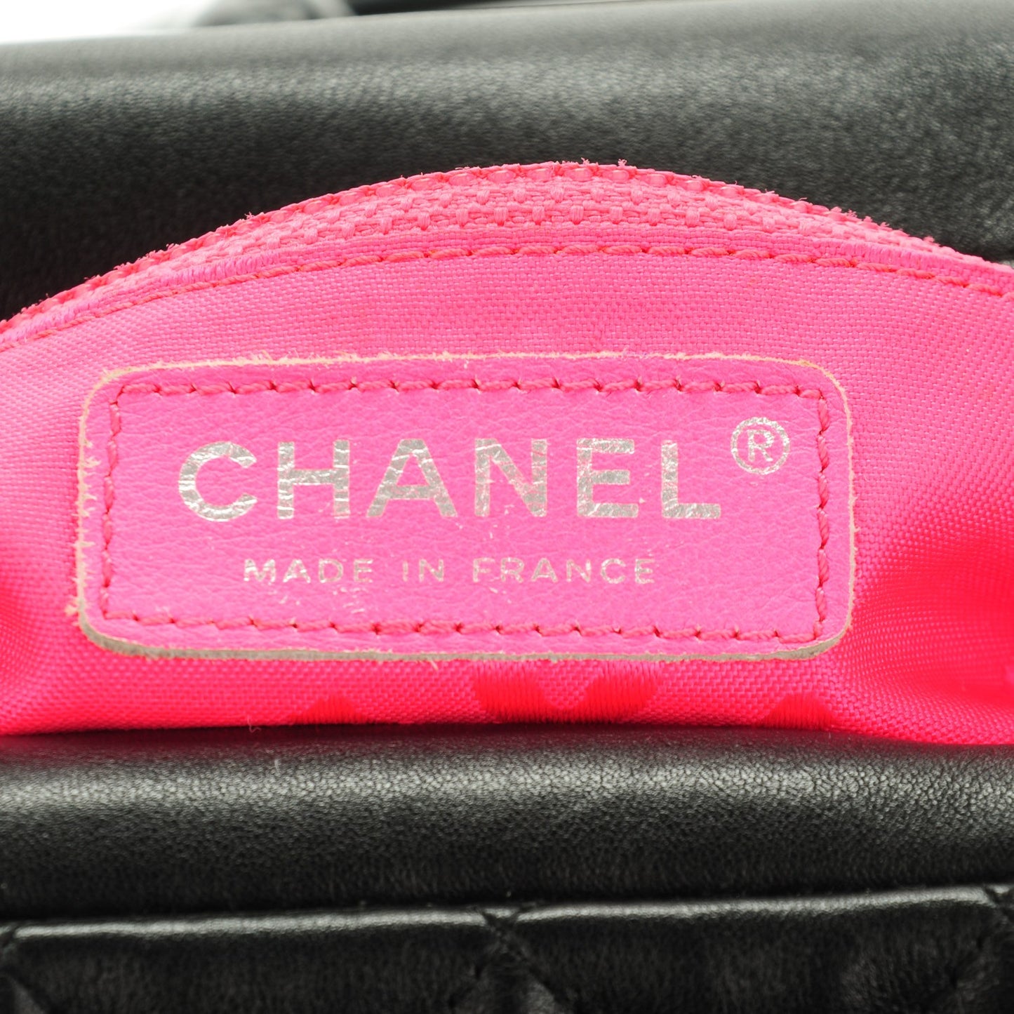 Calfskin Quilted Large Cambon Bowler Black White