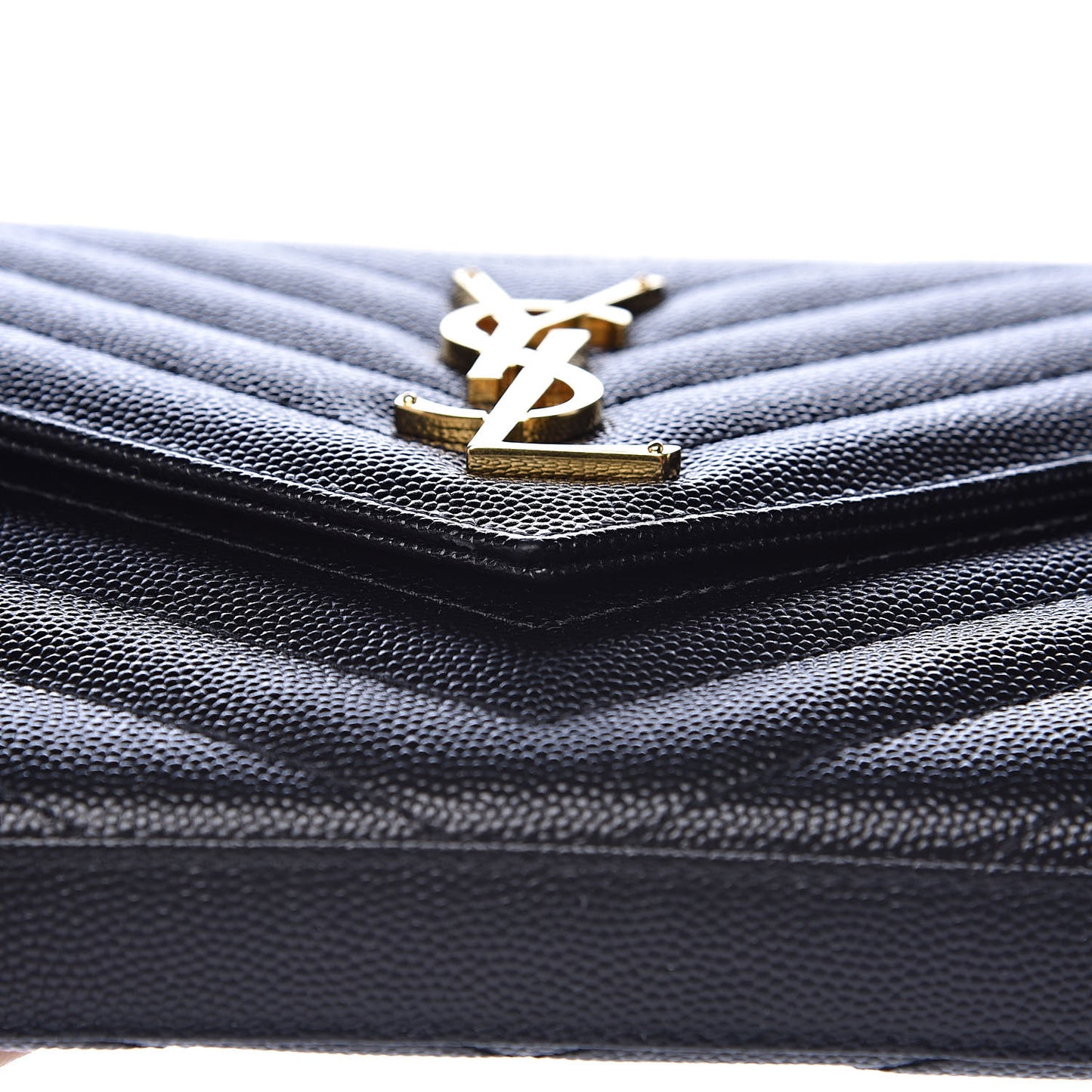 Grain De Poudre Matelasse Chevron Monogram Chain Wallet Black