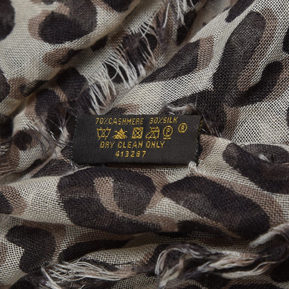 Louis Vuitton Cashmere Silk Leopard Stole Beige 6 of 6
