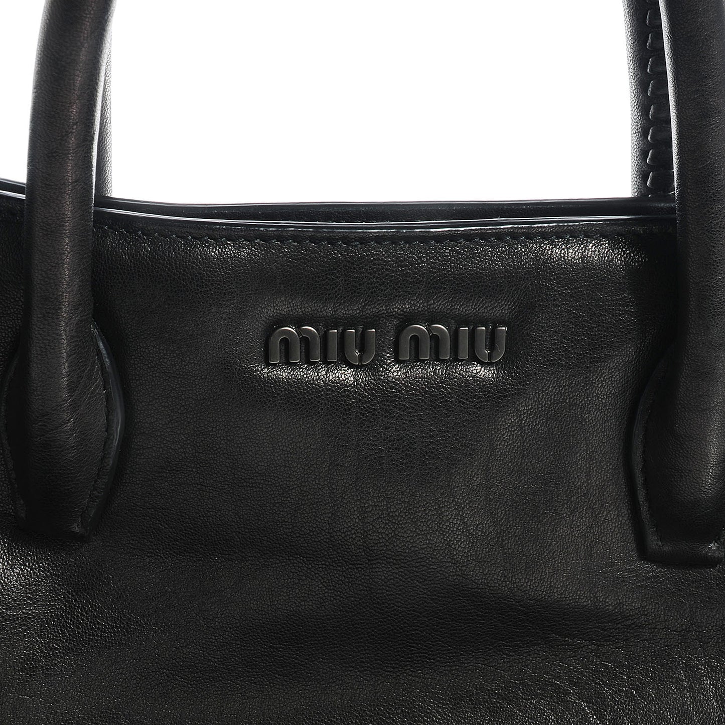 Nappa Monk Leather Bow Double Handle Satchel Nero Black