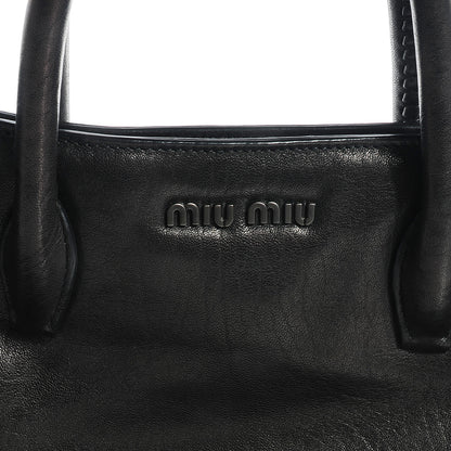 Miu Miu Nappa Monk Leather Bow Double Handle Satchel Nero Black 5 of 10