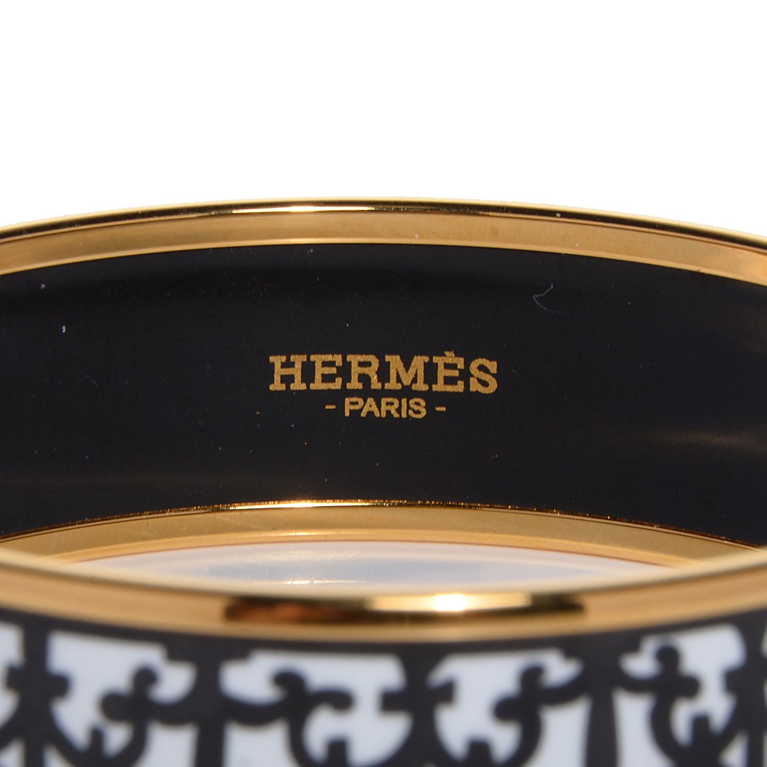 Hermes Enamel Printed Wide Balcons du Guadalquivir Bracelet 65 Black 3 of 5