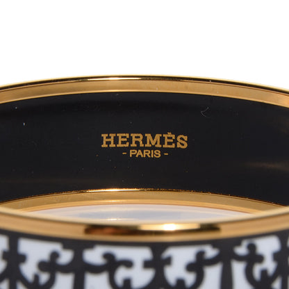 Hermes Enamel Printed Wide Balcons du Guadalquivir Bracelet 65 Black 3 of 5