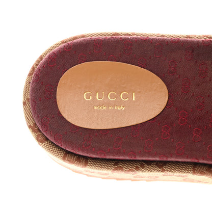 Gucci Canvas GG Monogram Angelina Platform Slide Sandals 38 Beige Ruggine 7 of 10