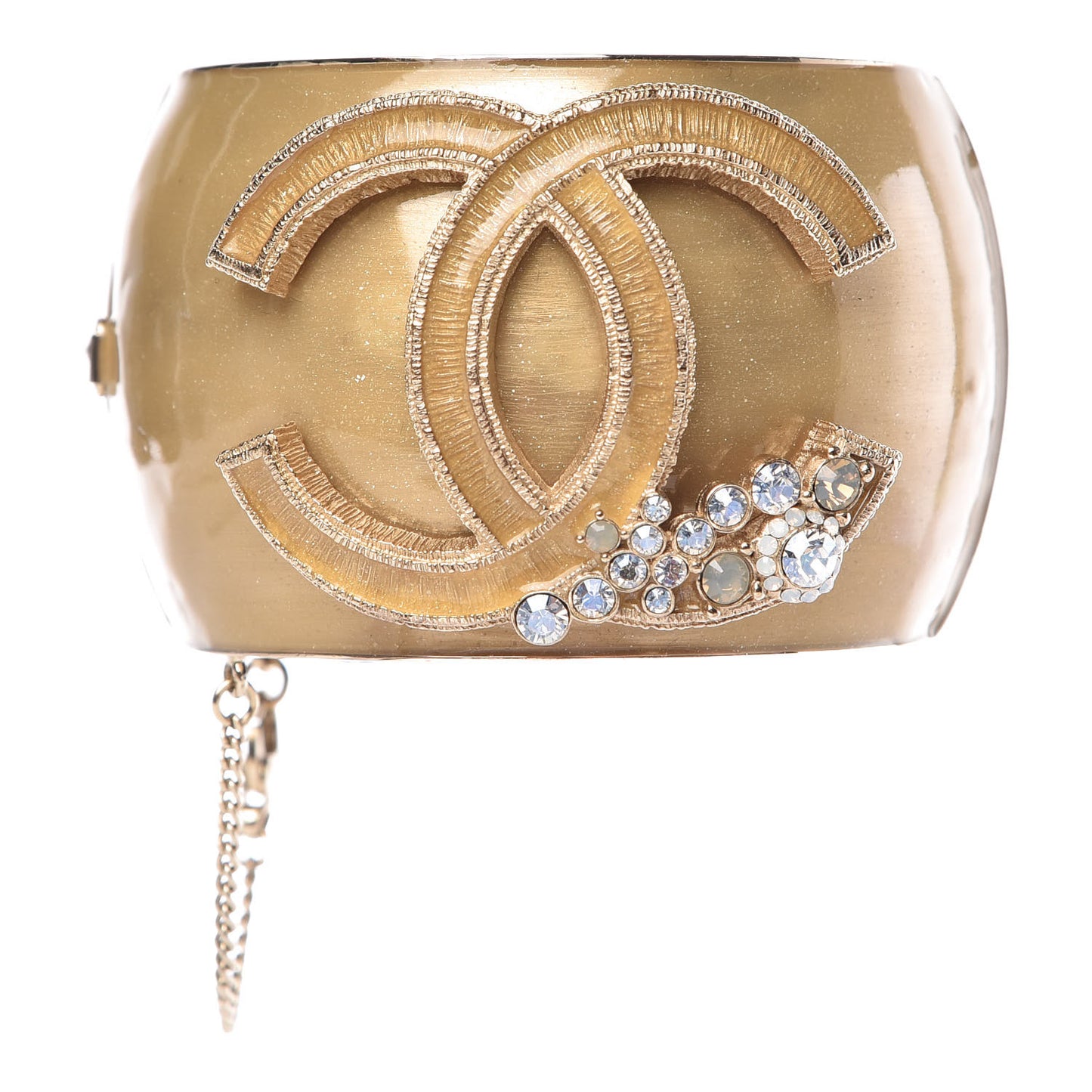 Glitter Resin Enamel Crystal CC Cuff Gold