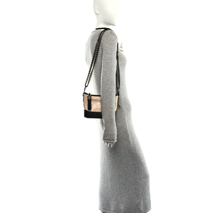 Chanel Aged Calfskin Quilted Small Gabrielle Hobo Beige Black 2 of 10