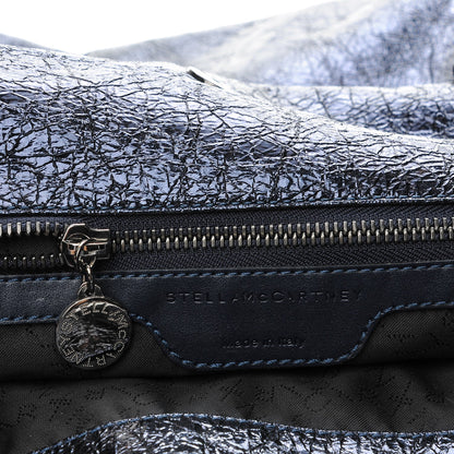 Stella McCartney Metallic Crackle Small Falabella Fold Over Tote Navy 6 of 6