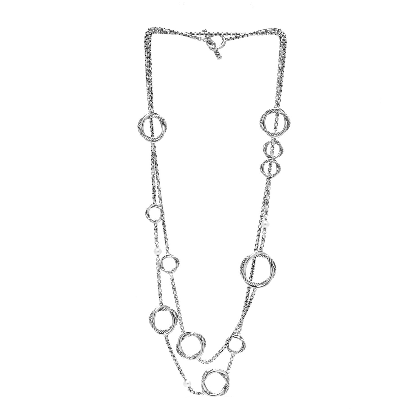 Sterling Silver Pearl Infinity Station Chain Necklace