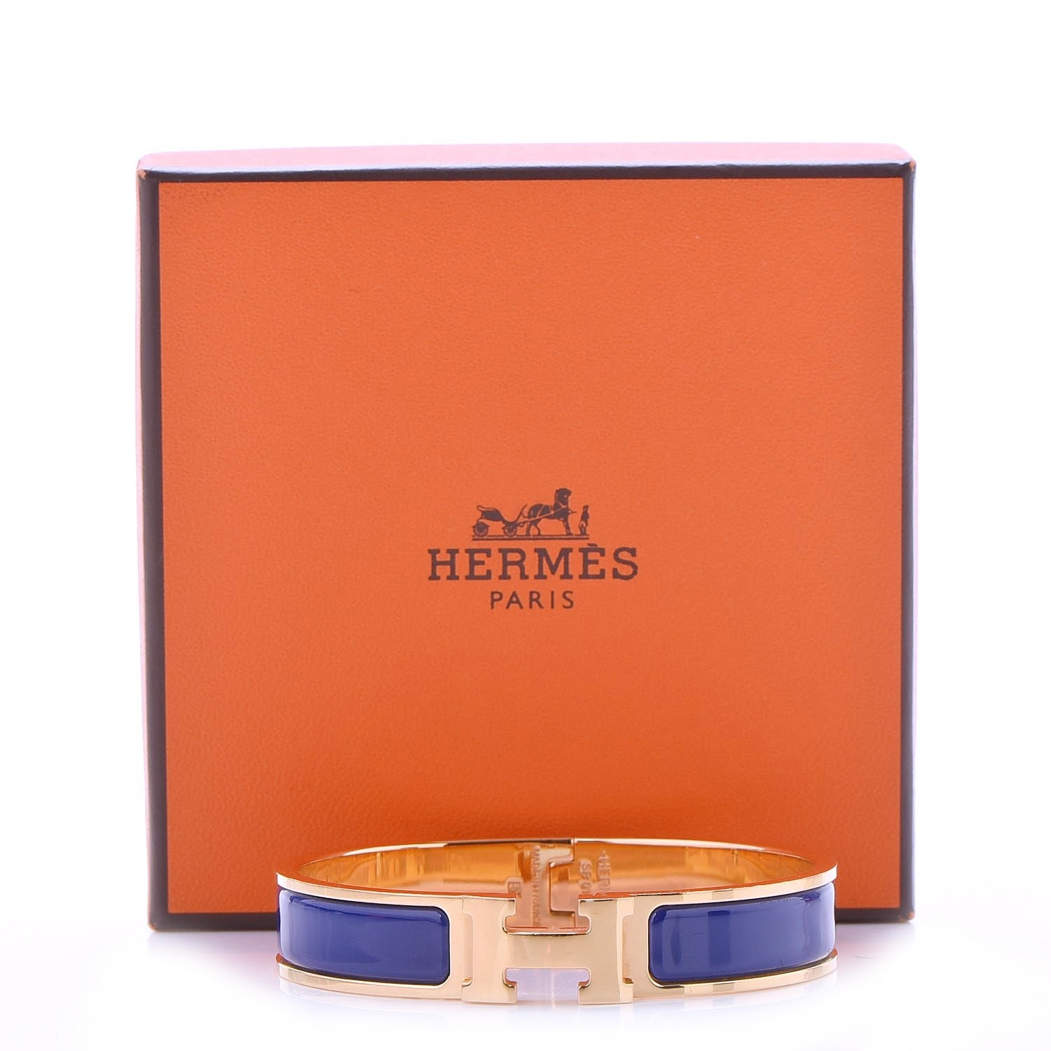 Hermes Enamel Narrow Clic Clac H Bracelet GM Iris 5 of 5