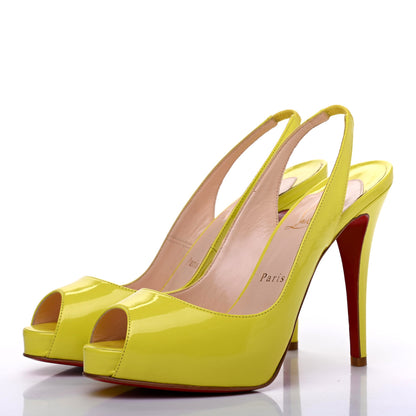 Christian Louboutin Patent No Prive 100 Pumps 38 Lemon 3 of 9