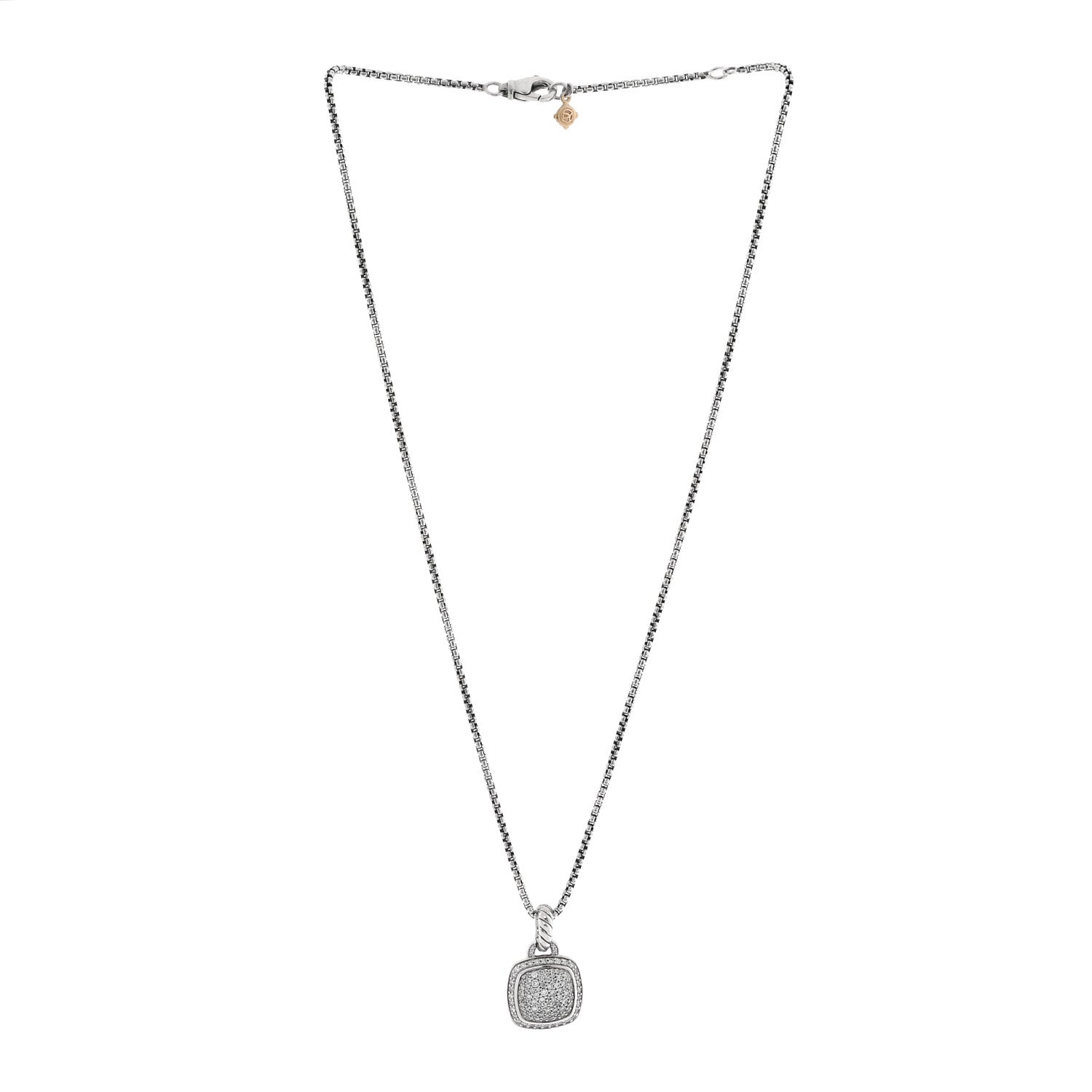 David Yurman Sterling Silver 14K Yellow Gold Diamond 11mm Albion Pendant Necklace 3 of 6