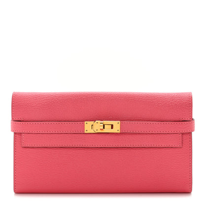 Hermes Chevre Mysore Kelly Longue Wallet Rose Lipstick 1 of 10