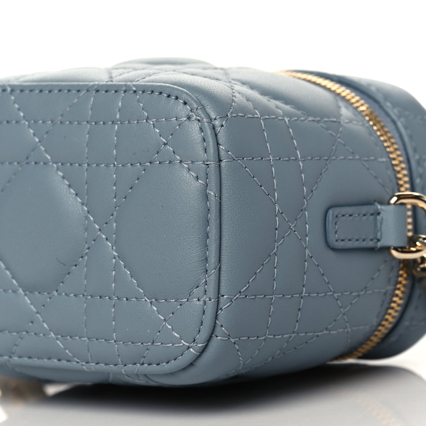 Lambskin Cannage Micro Lady Dior Vanity Case Cloud Blue