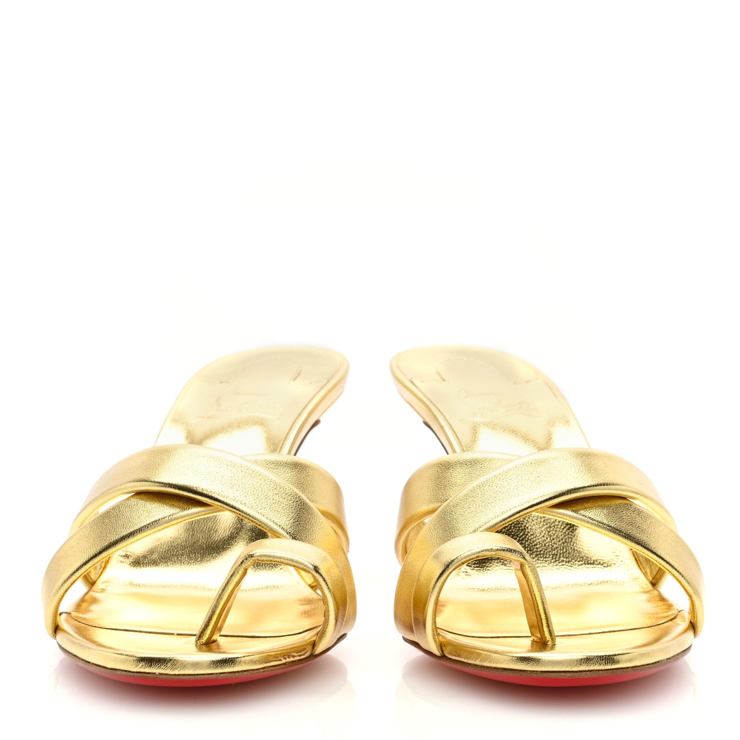 Christian Louboutin Metallic Calfskin Simply Me 70 Slide Sandals 39.5 Gold 3 of 8