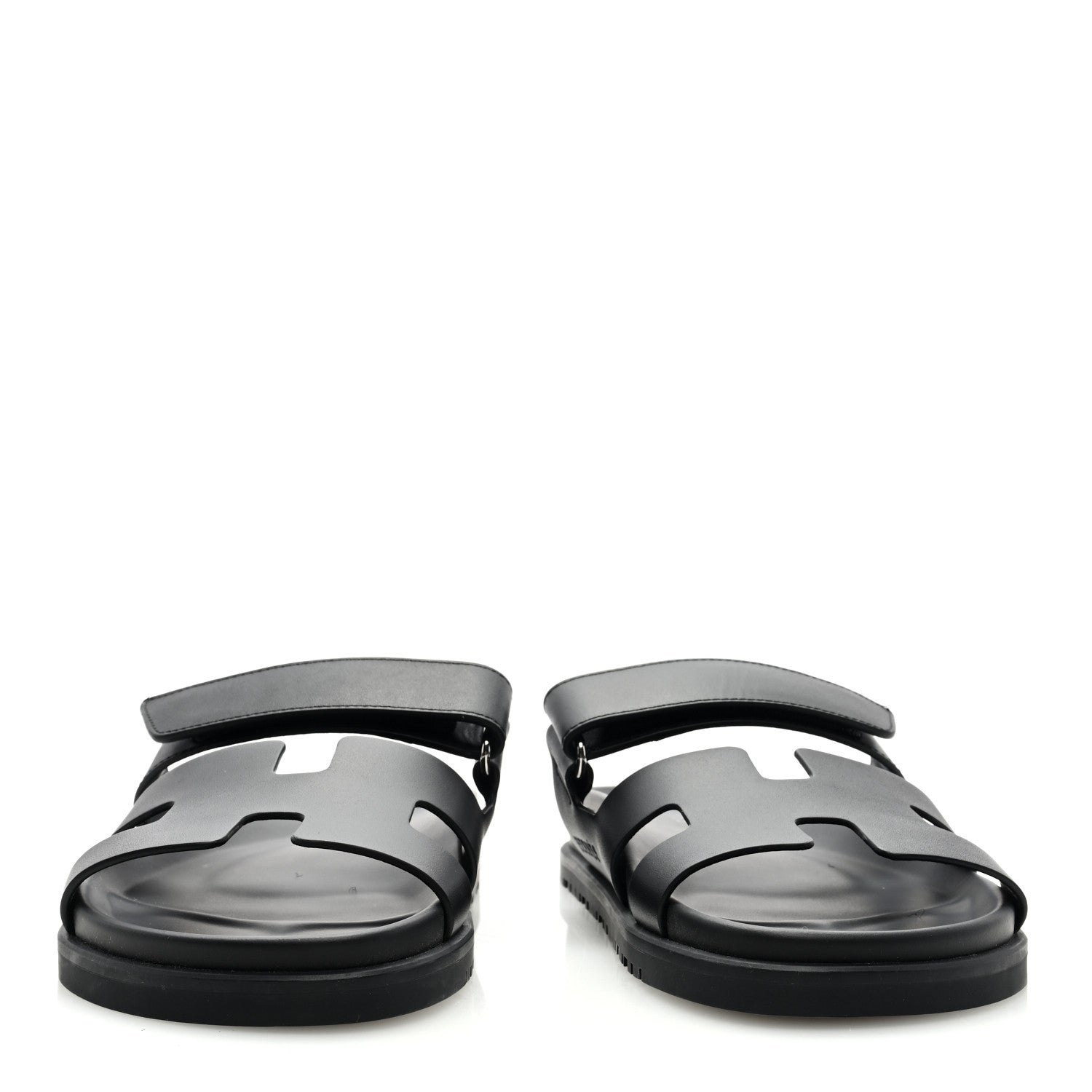 Hermes Calfskin Womens Chypre Sandals 38.5 Black 3 of 7