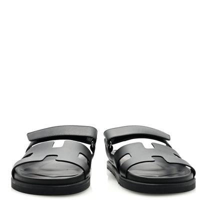 Hermes Calfskin Womens Chypre Sandals 38.5 Black 3 of 7