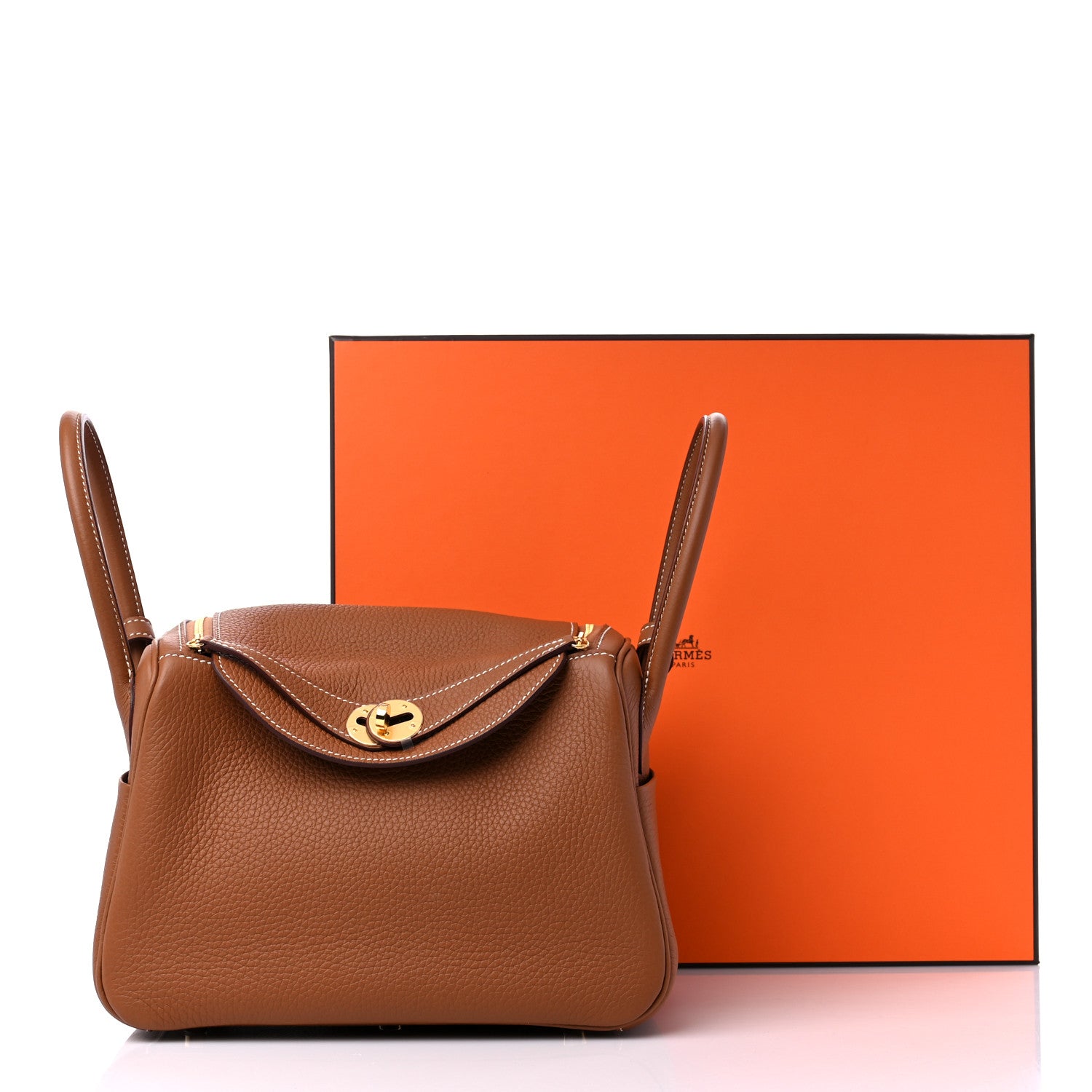 Hermes Taurillon Clemence Lindy 26 Gold 10 of 10