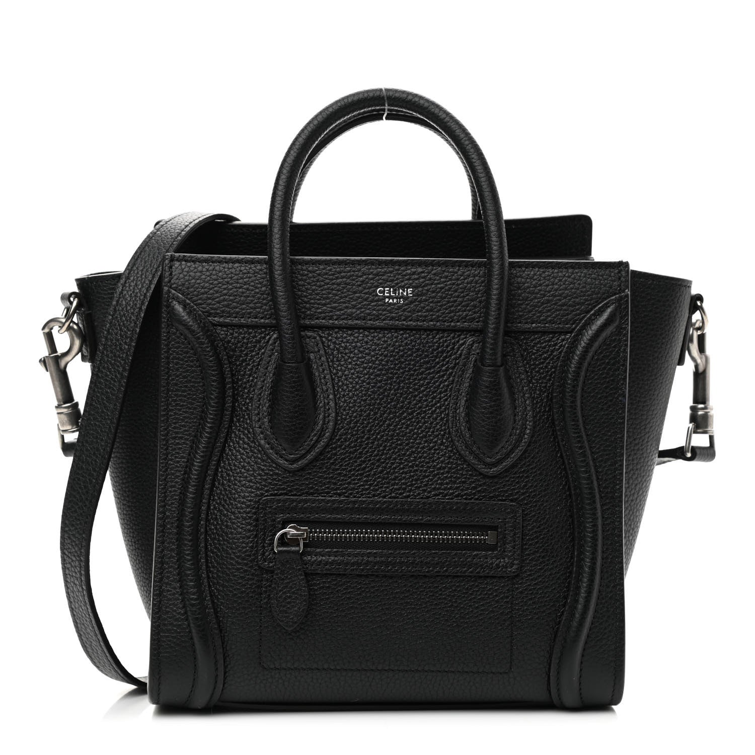Celine Drummed Calfskin Nano Luggage Black 1 of 9