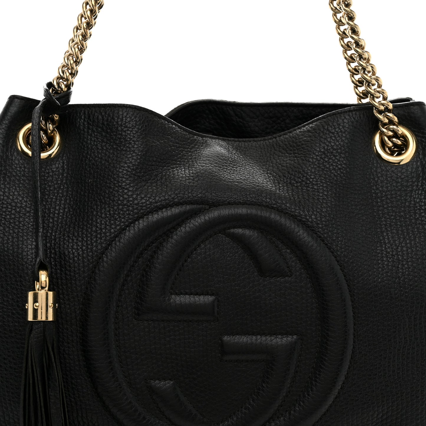 Pebbled Calfskin Medium Soho Chain Shoulder Bag Black