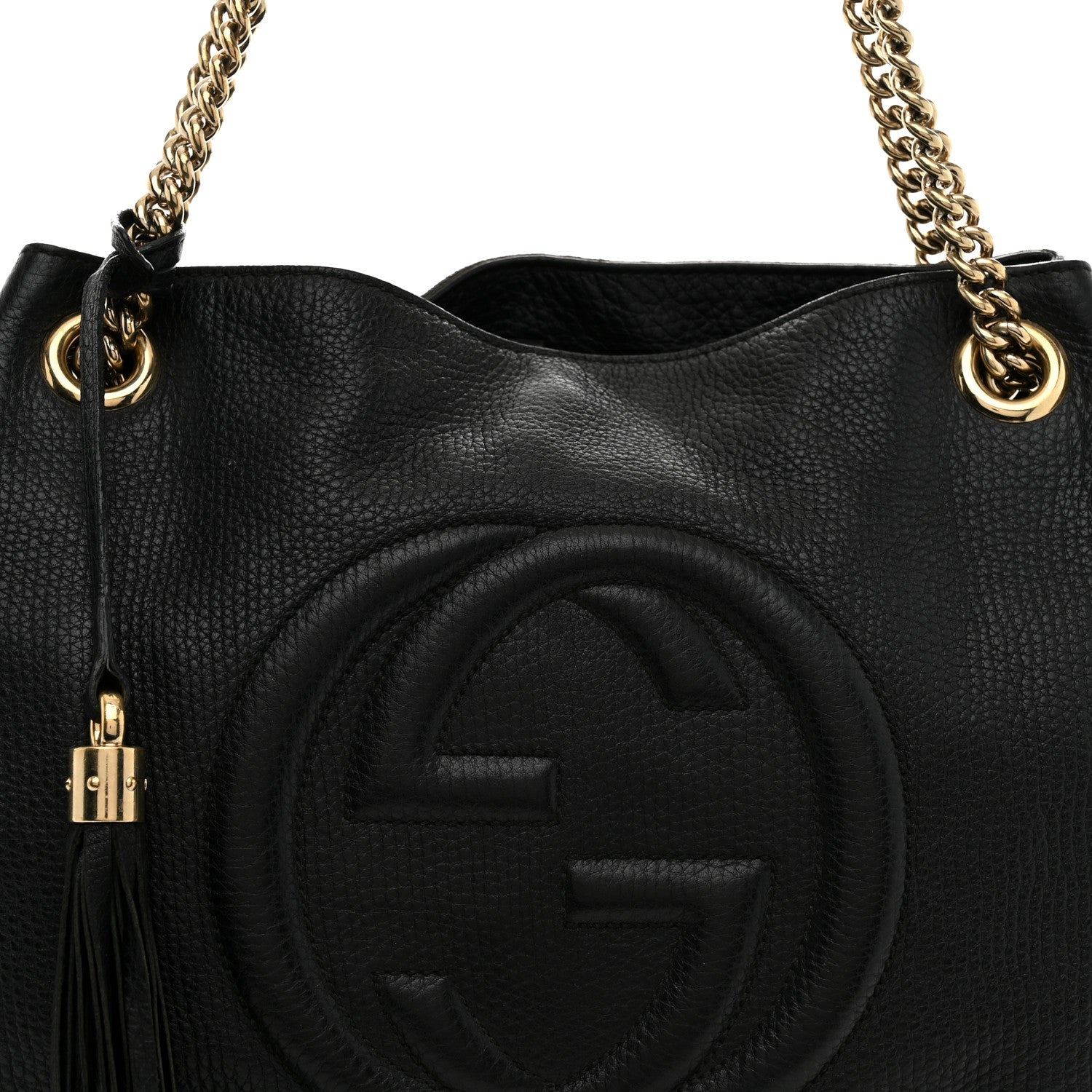 Gucci Pebbled Calfskin Medium Soho Chain Shoulder Bag Black 8 of 13