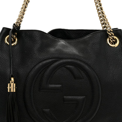 Gucci Pebbled Calfskin Medium Soho Chain Shoulder Bag Black 8 of 13