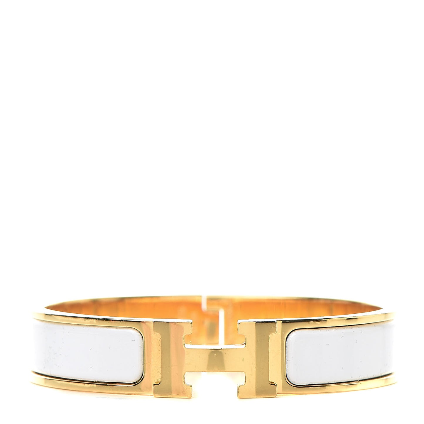 Enamel Narrow Clic Clac H Bracelet PM White